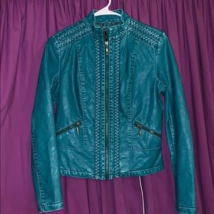 Teal faux leather jacket
